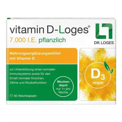 Vitamin D-Loges 7,000 IU plant-based weekly depot, 60 pieces Vitamin D-Loges 7,000 IU plant-based weekly depot, 60 pieces