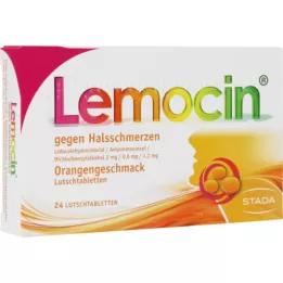 LEMOCIN against sore throat Orange flavour Lut., 24 pcs
