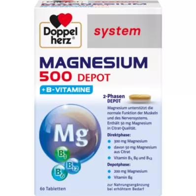 DOPPELHERZ Magnesium 500 Depot system tablets, 60 pcs