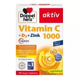 DOPPELHERZ Vitamin C 1000+D3+Zinc Depot Tablets, 30 pcs