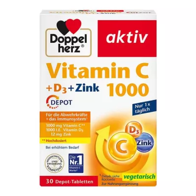 DOPPELHERZ Vitamin C 1000+D3+Zinc Depot Tablets, 30 pcs DOPPELHERZ Vitamin C 1000+D3+Zinc Depot Tablets, 30 pcs