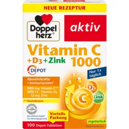 DOPPELHERZ Vitamin C 1000+D3+Zinc Depot Tablets, 100 pcs
