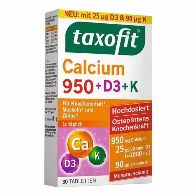 Taxofit Calcium 950 + D3 + K tablets, 30 pcs Taxofit Calcium 950 + D3 + K tablets, 30 pcs