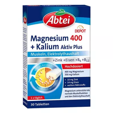 Abbey Magnesium 400 + Potassium Tablets, 30 pcs