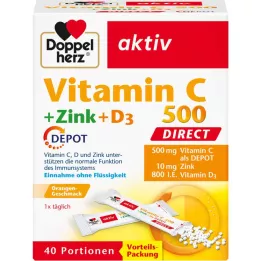 DOPPELHERZ Vitamin C 500+Zinc+D3 Depot DIRECT Pel., 40 pcs