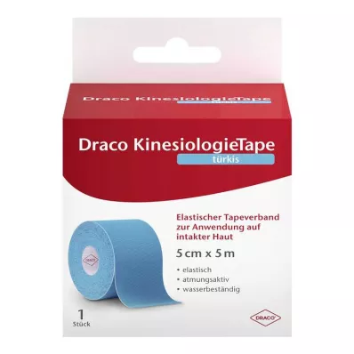 Draco kinesiology tape 5 cmx5 m turquoise, 1 pc Draco kinesiology tape 5 cmx5 m turquoise, 1 pc