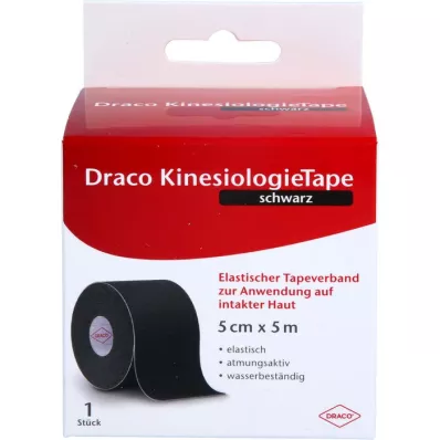 DRACO KINESIOLOGIETAPE 5 cmx5 m black, 1 pc