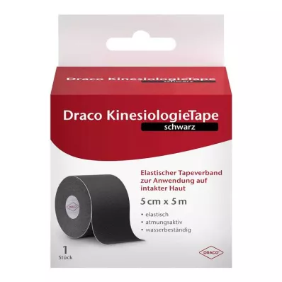 Draco kinesiology tape 5 cmx5 m black, 1 piece