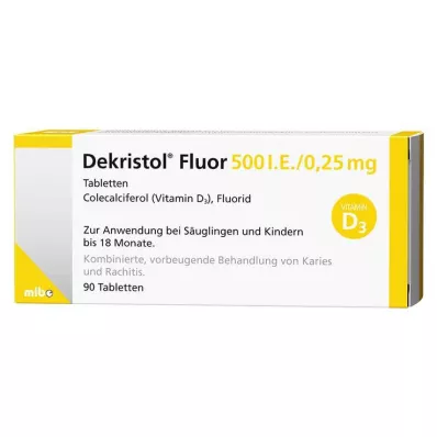 DEKRISTOL Fluorine 500 I.U./0.25 mg tablets, 90 pcs DEKRISTOL Fluorine 500 I.U./0.25 mg tablets, 90 pcs