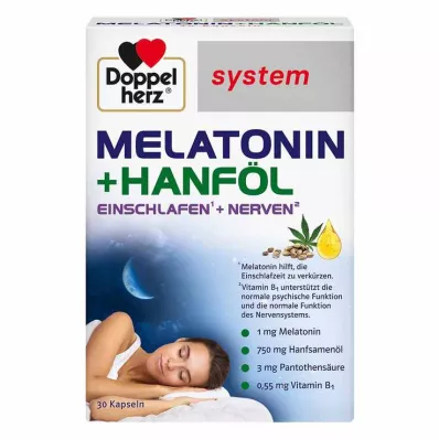 DOPPELHERZ Melatonin+hemp oil system capsules, 30 pcs DOPPELHERZ Melatonin+hemp oil system capsules, 30 pcs