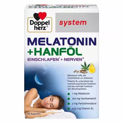 DOPPELHERZ Melatonin+hemp oil system capsules, 60 pcs DOPPELHERZ Melatonin+hemp oil system capsules, 60 pcs